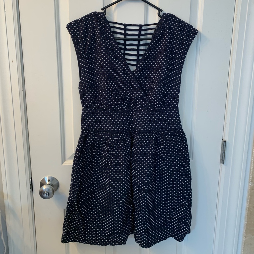 Size Medium Navy and White Embroidered SugarLips dress